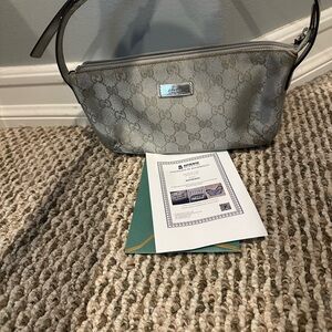 Gucci Silver Monogram Shoulder Bag
